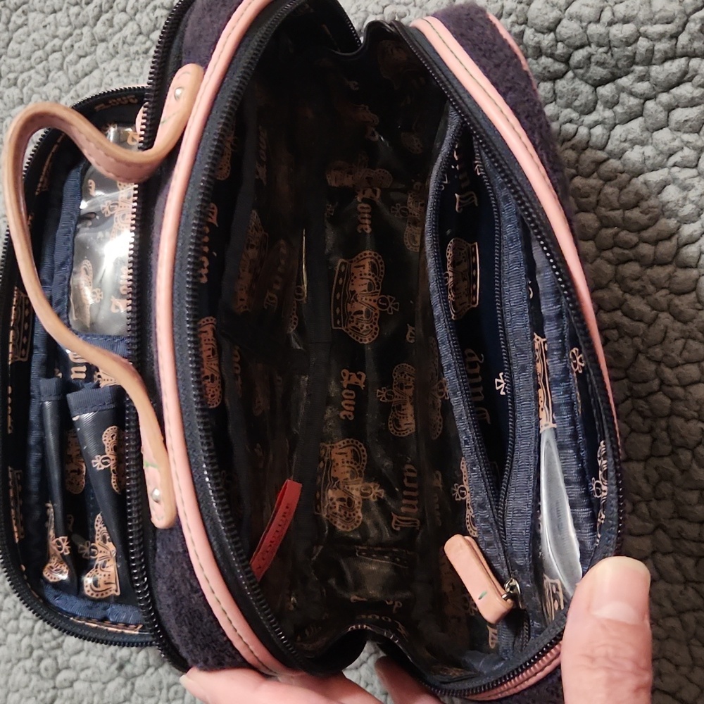 Rare Y2K Juicy Couture Make-up Bag/Organizer Dark Blue And Pink - Picture 7 of 14